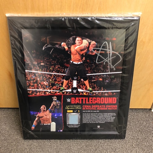 John Cena SIGNED Battleground 2015 Signature Series Ring Canvas Plaque