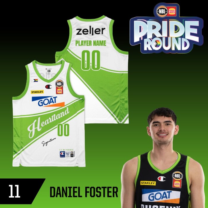 Photo of Daniel Foster #11 S.E. Melbourne Phoenix NBL26 Pride Match-Worn Jersey