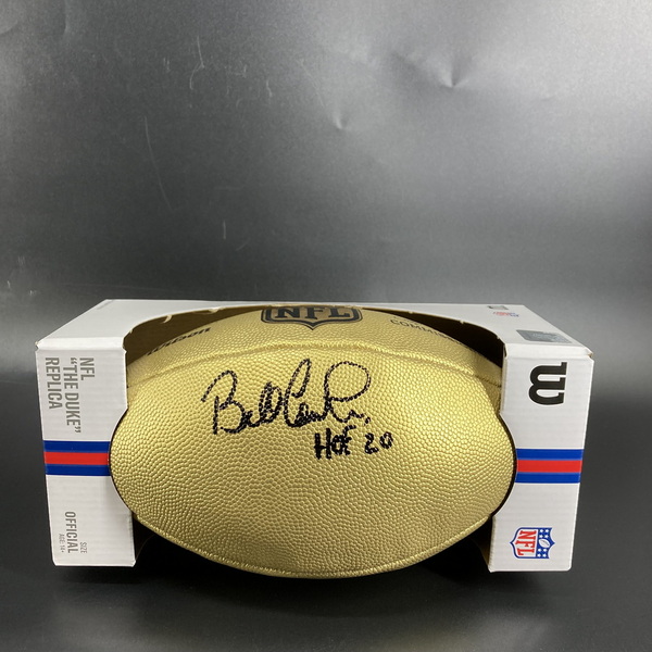HOF - Steelers Bill Cowher Signed Gold Composite Football