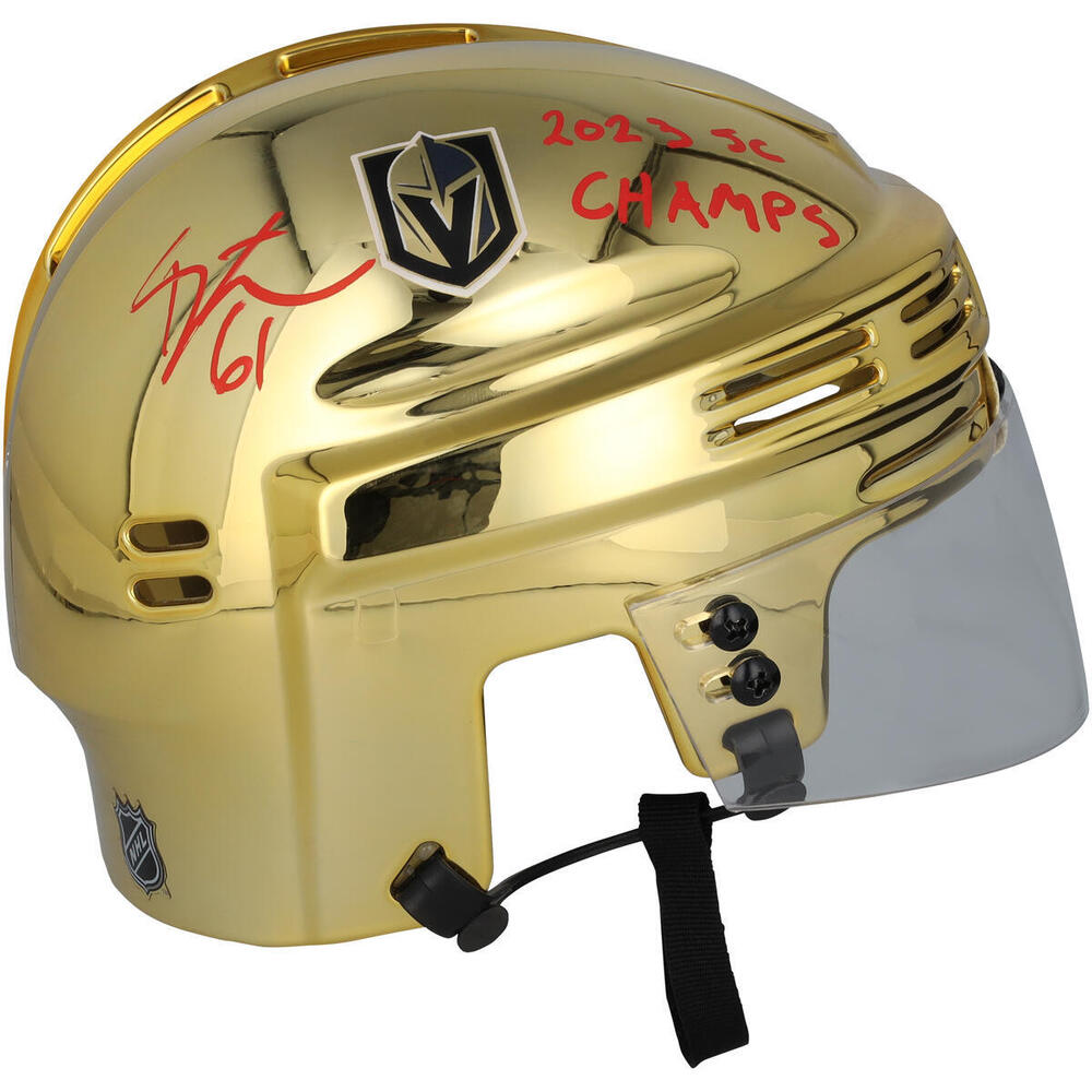 Mark Stone Vegas Golden Knights Autographed Gold Mini Helmet with 
