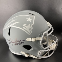 HOF - Patriots Mike Haynes Signed Replica Slate Speed Helmet with HOF 97...