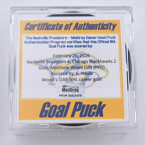Image of Wood, Matthew - Nashville Predators - February 26, 2026 vs. Chicago Blackhawks (Predators Logo)