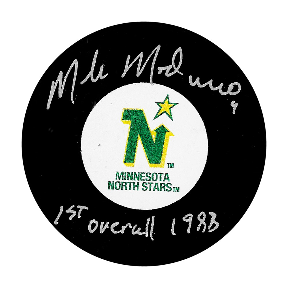 Mike Modano Autographed Minnesota North Stars Puck w/1ST OVERALL 1988 Inscription