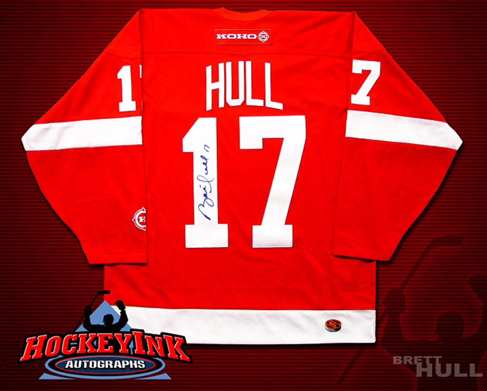 BRETT HULL Signed Red Detroit Red Wings CCM Jersey