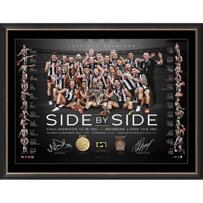 Photo of Nick Daicos and Jordan De Goey 2023 Premiers Dual Signed Lithograph - Premium Edition #35