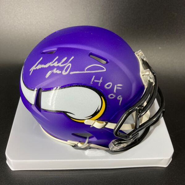 HOF - Vikings Randall McDaniel Signed Mini Helmet with HOF 09 Inscription