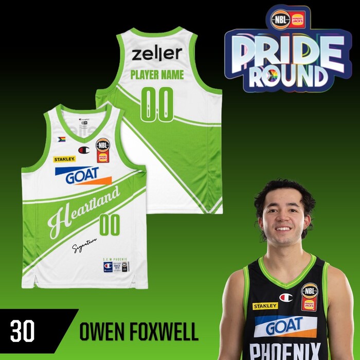 Photo of Owen Foxwell #30 S.E. Melbourne Phoenix NBL26 Pride Match-Worn Jersey