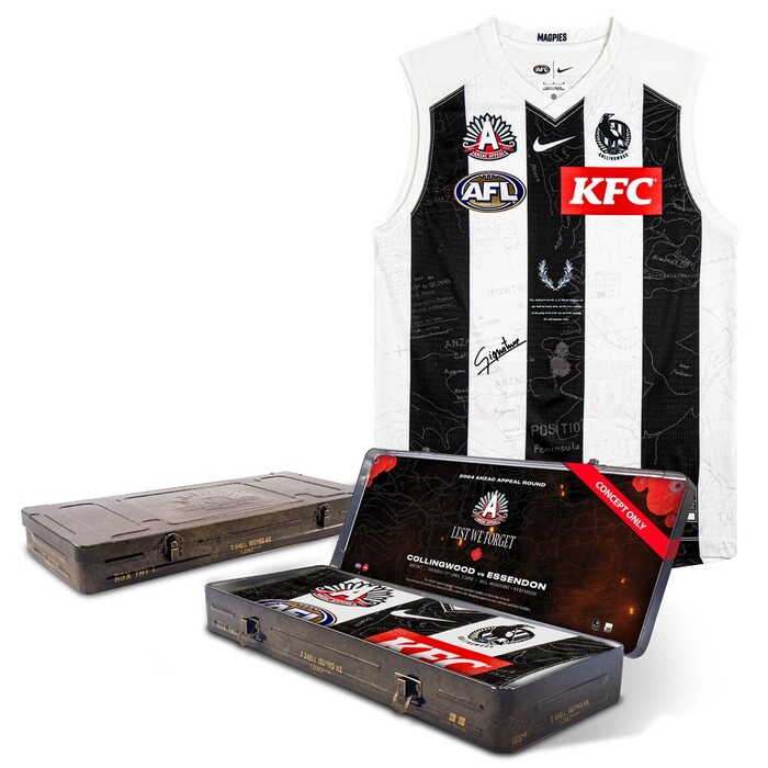 Bobby Hill #23 Collingwood 2024 Signed ANZAC Match Worn Guernsey