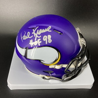 HOF - Vikings Paul Krause Signed Mini Helmet with HOF 98 Inscription