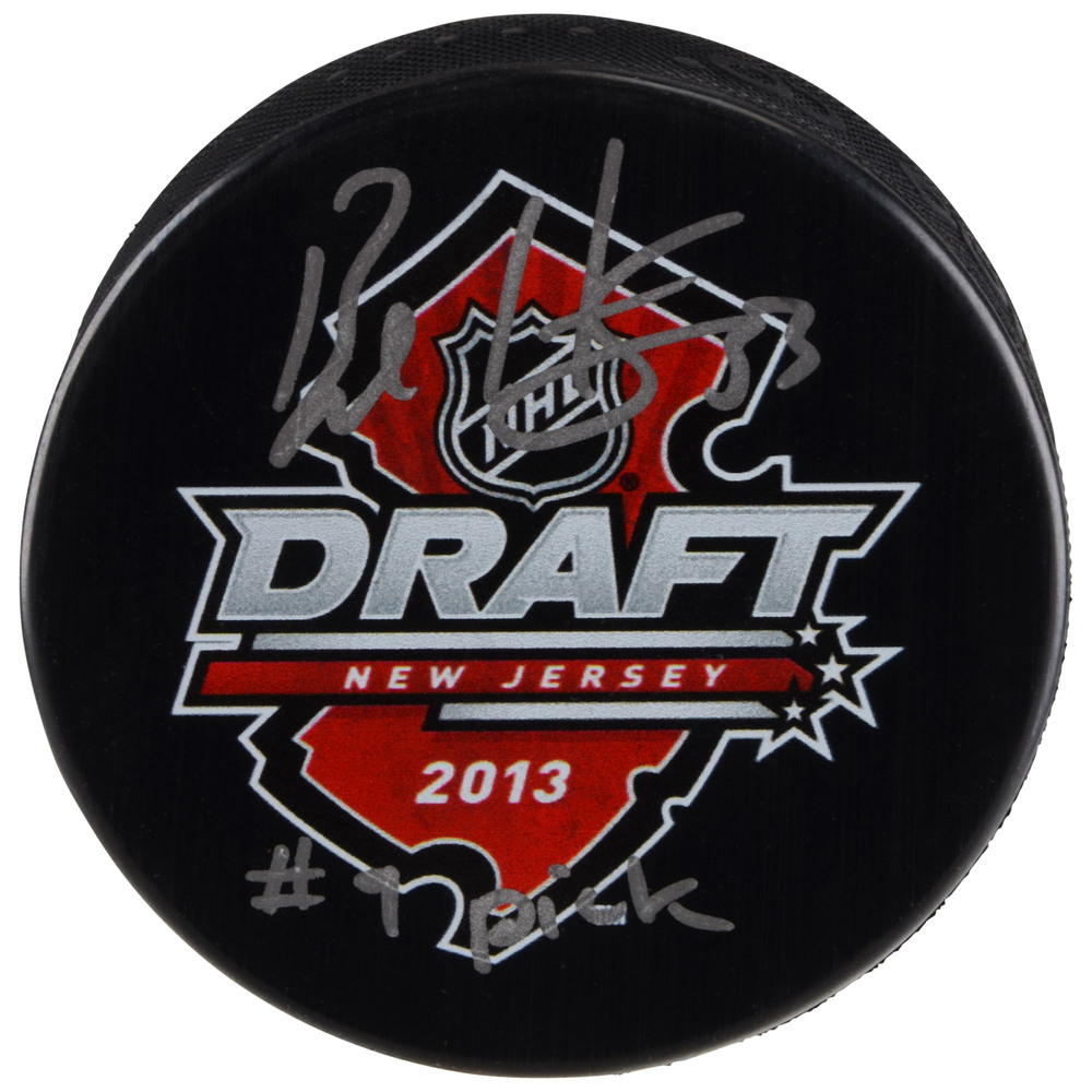 Bo Horvat Vancouver Canucks Autographed 2013 Nhl Draft Logo Hockey Puck With 9 Pick Inscription