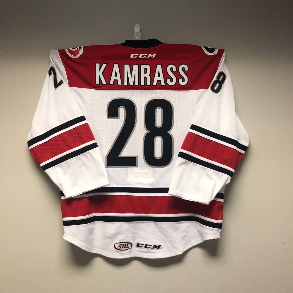 AHL Authentic Charlotte Checkers Jersey Issued to 28 Zack Kamrass