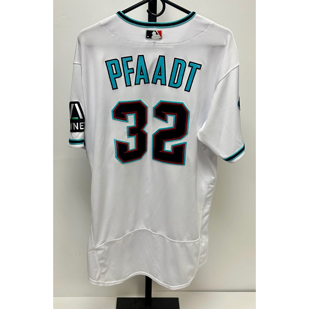 2023 Game Used Brandon Pfaadt White/Teal Home Jersey - Used in