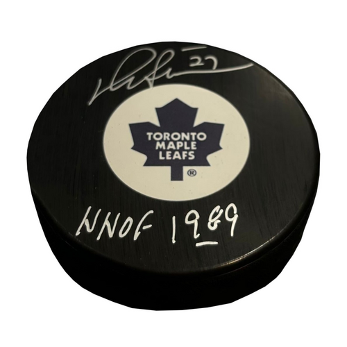 Darryl Sittler Signed Toronto Maple Leafs Puck with 'Hall of Fame' Inscription