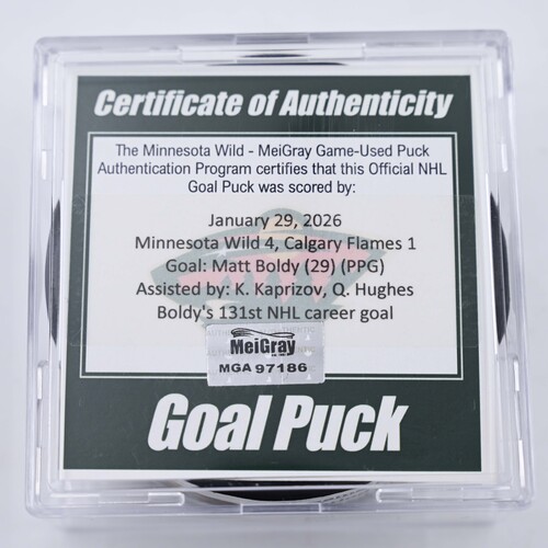 Image of Matt Boldy - Minnesota Wild - January 29, 2026 vs. Calgary Flames (Wild's 25th Anniversary Logo)