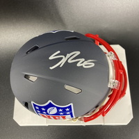 NFL - Saints Spencer Rattler Signed Blue Shield Mini Helmet