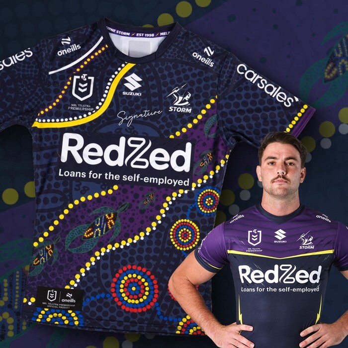 Photo of Trent Loiero #13 2025 Melbourne Storm Indigenous Match-Worn Jersey