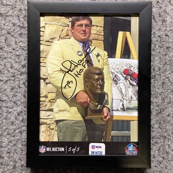 HOF - Patriots John Hannah NFL Auction Exclusive Signed 5x7 Framed Photo...