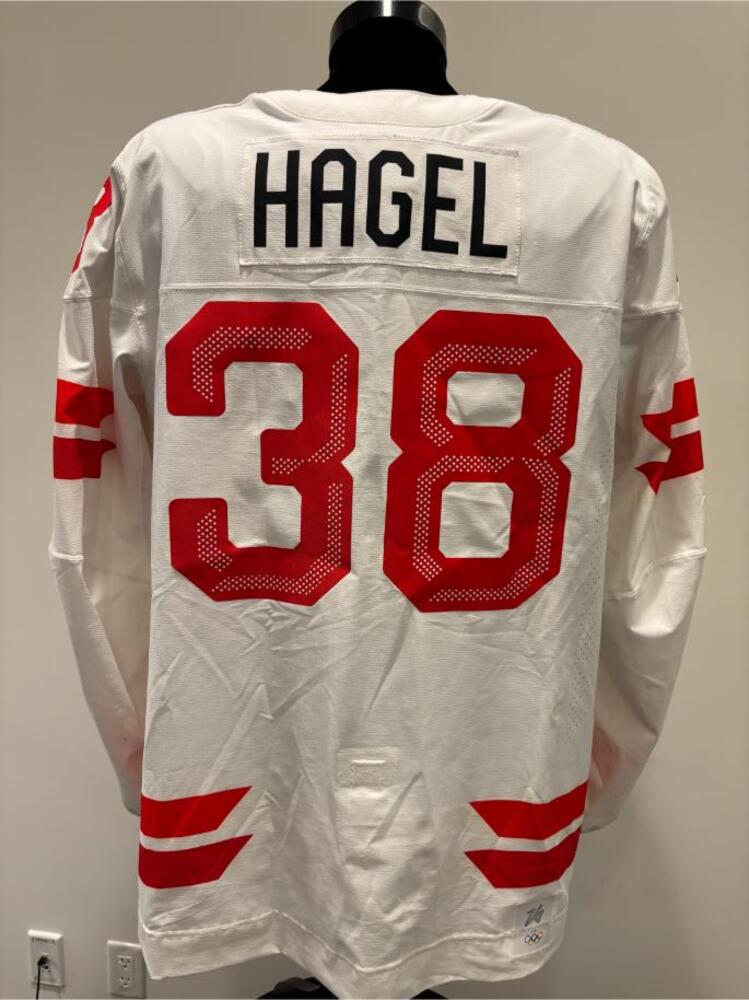 Brandon Hagel Canada Game-Used White Jersey worn v. Czechia on February 12, 2026, as a part of the 2026 Milano Cortina Winter Games.