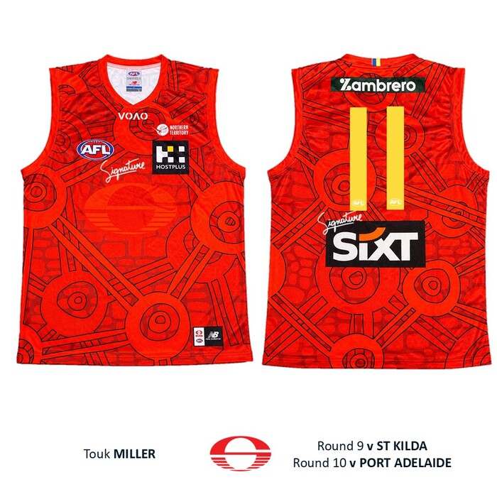 Photo of Touk Miller #11 Gold Coast SUNS Darwin/Larrakia Match-Worn Guernsey