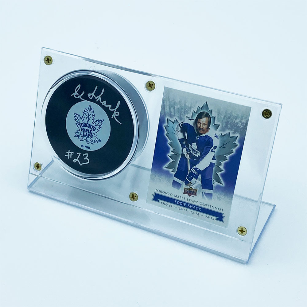 Ed Shack Autographed Toronto Maple Leafs Puck w/Card Display