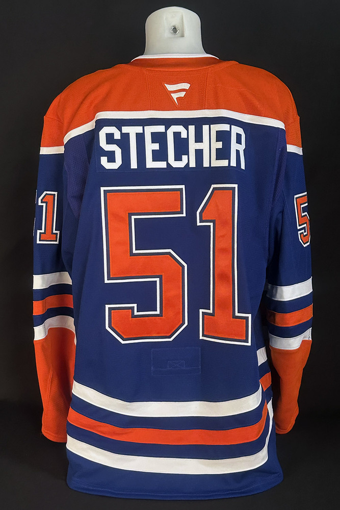 Troy Stecher #51 -  2025 Stanley Cup Final Edmonton Oilers Game-Worn Royal Set #2 Jersey - Worn For Game #5 vs Florida Panthers