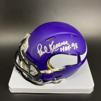 HOF - Vikings Paul Krause Signed Mini Helmet with HOF 98 Inscription