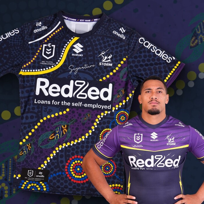 Photo of Ativalu Lisati #15 2025 Melbourne Storm Indigenous Match-Worn Jersey