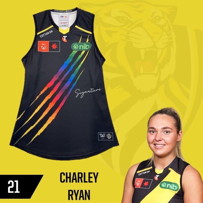 Photo of Charley Ryan #21 Richmond 2025 AFLW Pride Player-Issue Guernsey