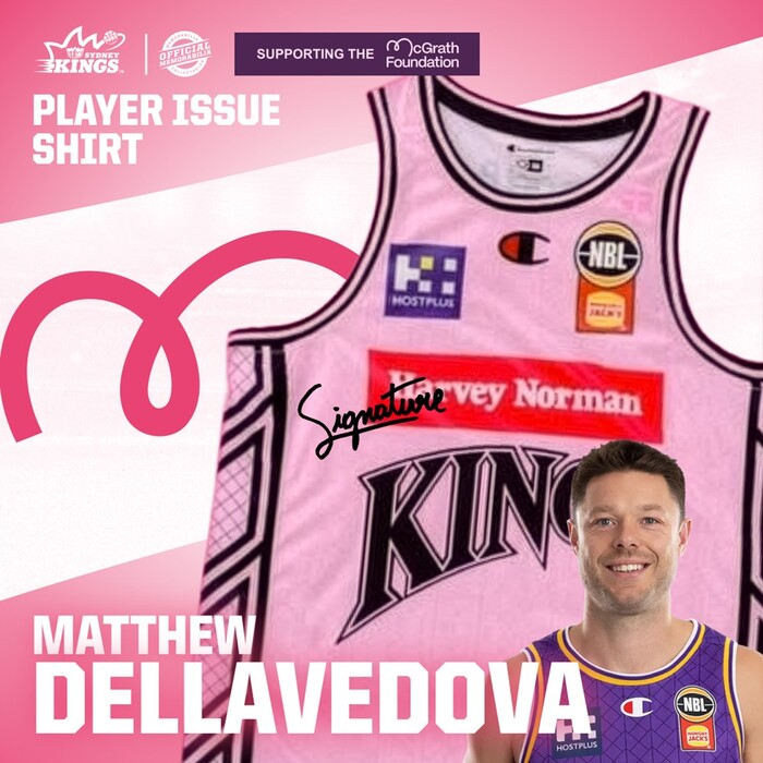 Photo of Matthew Dellavedova 2026 Sydney Kings Signed Pink Hoops Player-Issue Jersey