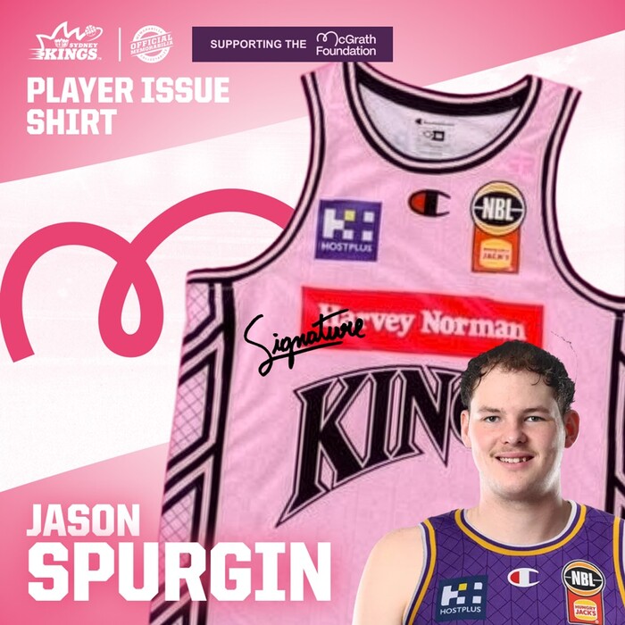 Photo of Jason Spurgin 2026 Sydney Kings Signed Pink Hoops Player-Issue Jersey