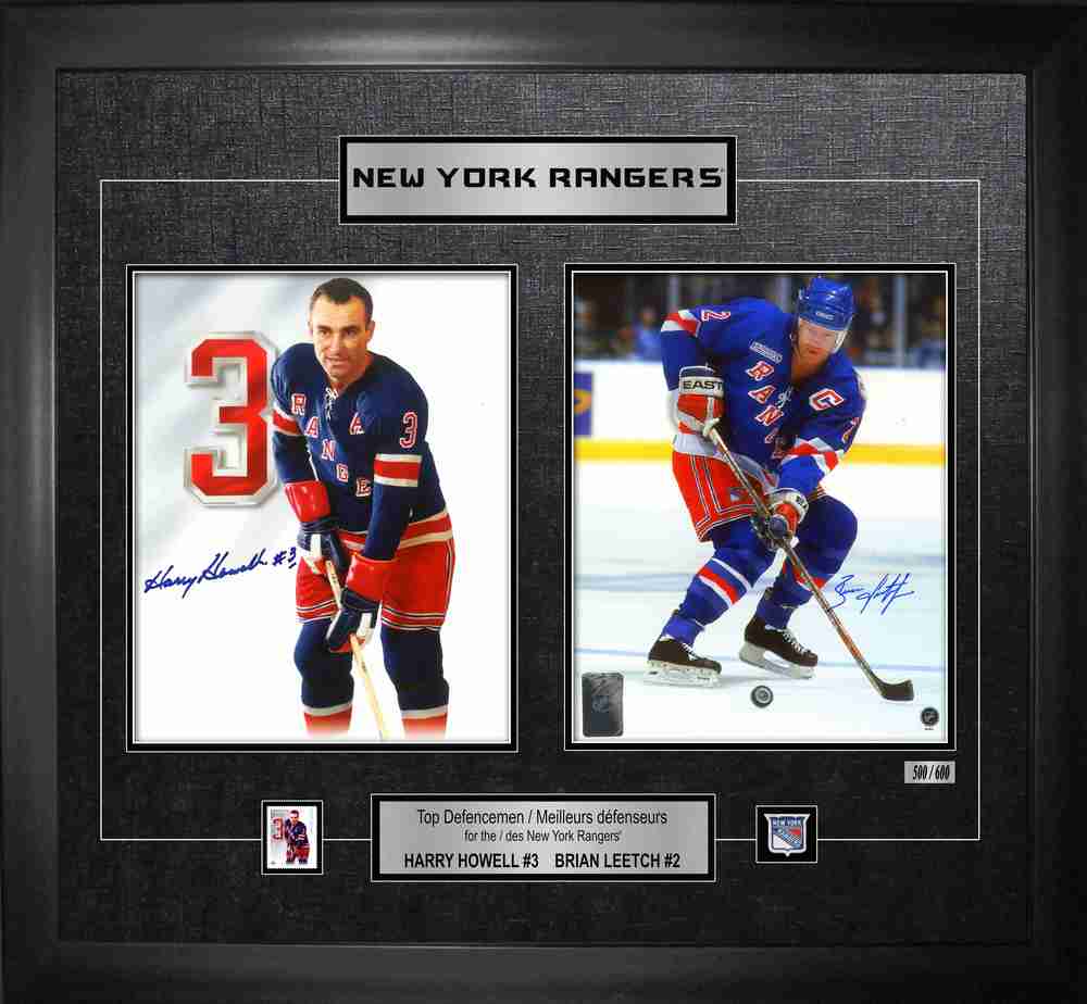 Harry Howell & Brian Leetch Dual Signed Defencemen Canada Post Collage Rangers L/E 600