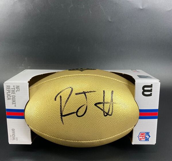 NFL - Broncos RJ Harvey Signed Gold Composite Football