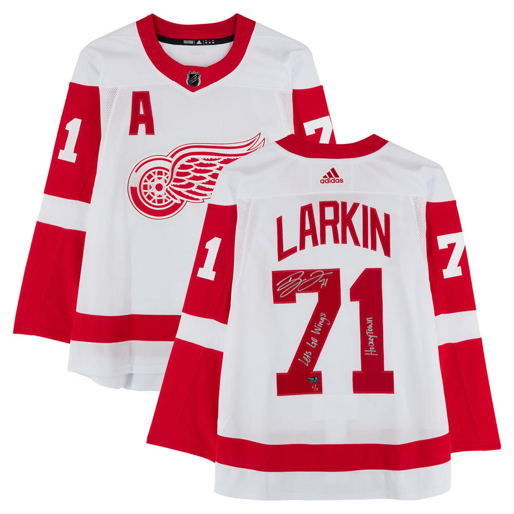 Dylan Larkin Detroit Red Wings Autographed White Adidas Jersey with Multiple Inscriptions - Limited Edition 1 of 1 