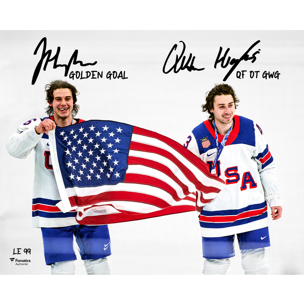 Jack & Quinn Hughes Team USA Autographed 16