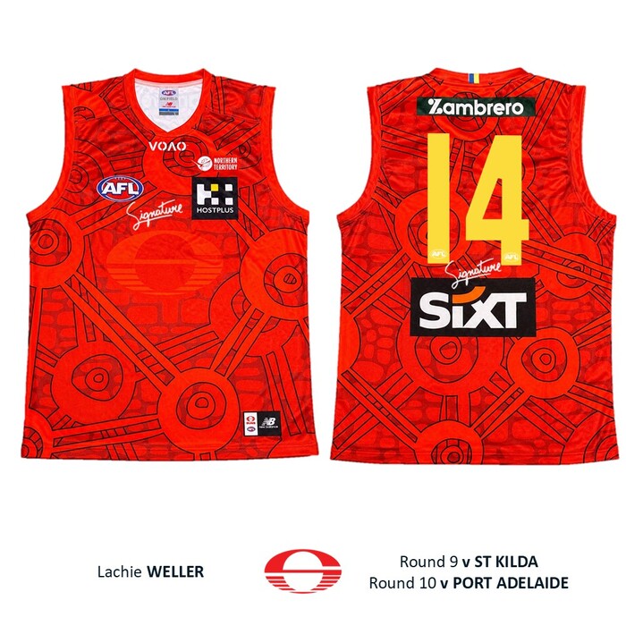 Photo of Lachie Weller #14 Gold Coast SUNS Darwin/Larrakia Match-Worn Guernsey