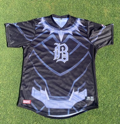 #36 Pitcher Brian Glowicki's Gameworn Marvel Jersey Size: L