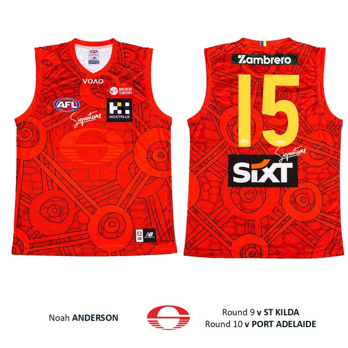 Photo of Noah Anderson #15 Gold Coast SUNS Darwin/Larrakia Match-Worn Guernsey