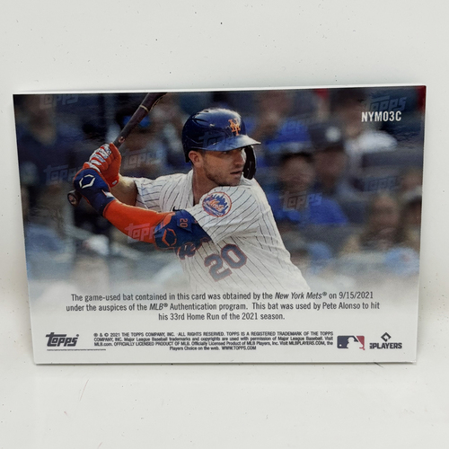 Pete Alonso #20 - Game-Used Bat TOPPS Relic Card - Limited
