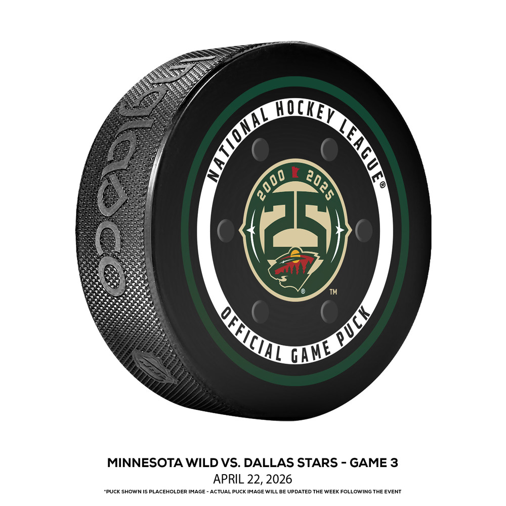 Dallas Stars vs. Minnesota Wild Game-Used Puck from Game 3 of the First Round of the 2026 Stanley Cup Playoffs on April 22, 2026