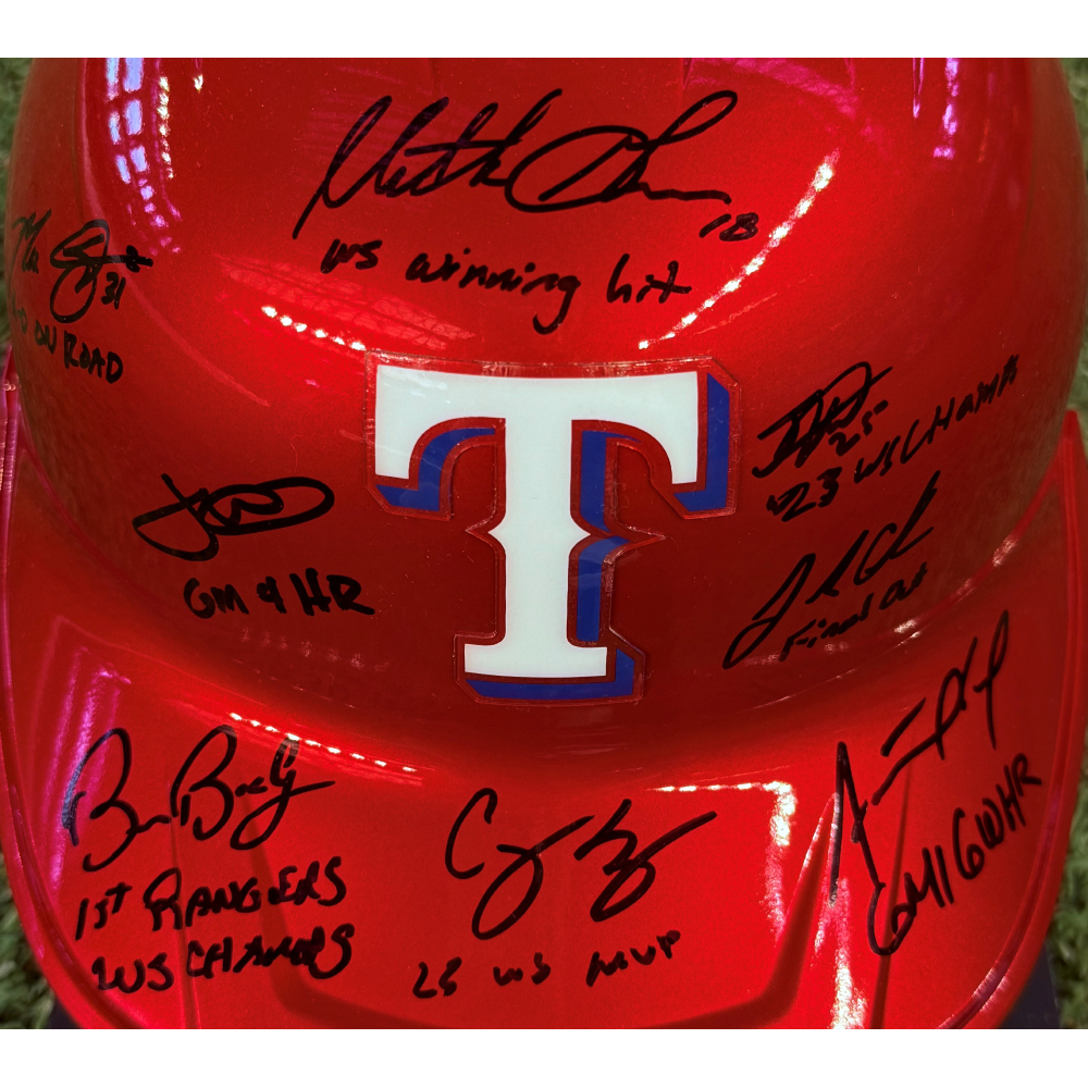 6人カーレーサーサイン入り帽子激レア本物保証 Texas Rangers 2023 World Series Champions Multi-Signed and