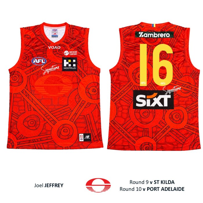Photo of Joel Jeffrey #16 Gold Coast SUNS Darwin/Larrakia Match-Worn Guernsey