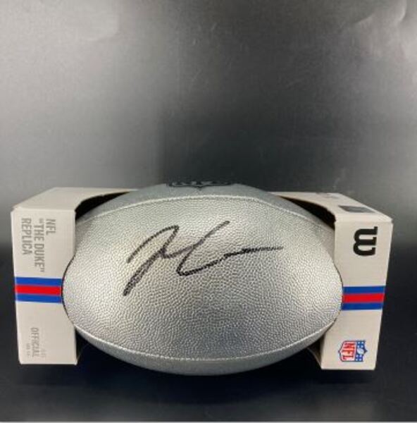 NFL - Broncos Jonah Coleman Signed Silver Composite Football