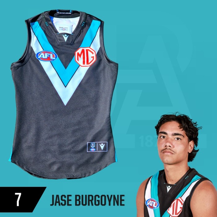 Photo of Jase Burgoyne #7 Port Adelaide 2025 Home Match-Worn Guernsey