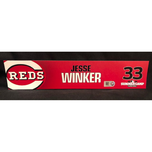 Jesse Winker -- 2020 Sumer Camp Locker Tag -- Team-Issued