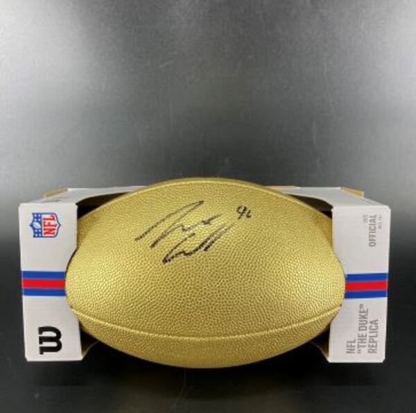 NFL - Lions Jack Campbell Signed Gold Composite Football