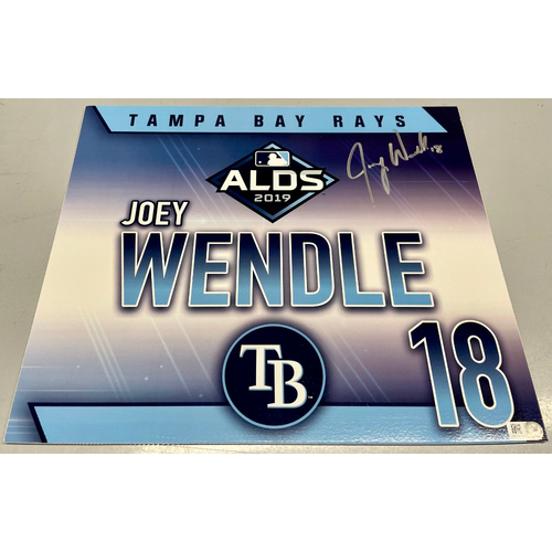 Game Used Autographed ALDS Locker Tag: Joey Wendle - October 7, 2019 v HOU