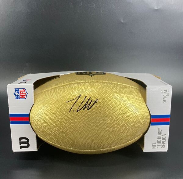 NFL - Jaguars Travis Hunter Signed Gold Composite Football