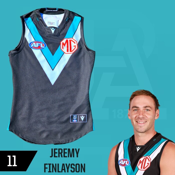Photo of Jeremy Finlayson #11 Port Adelaide 2025 Home Match-Worn Guernsey