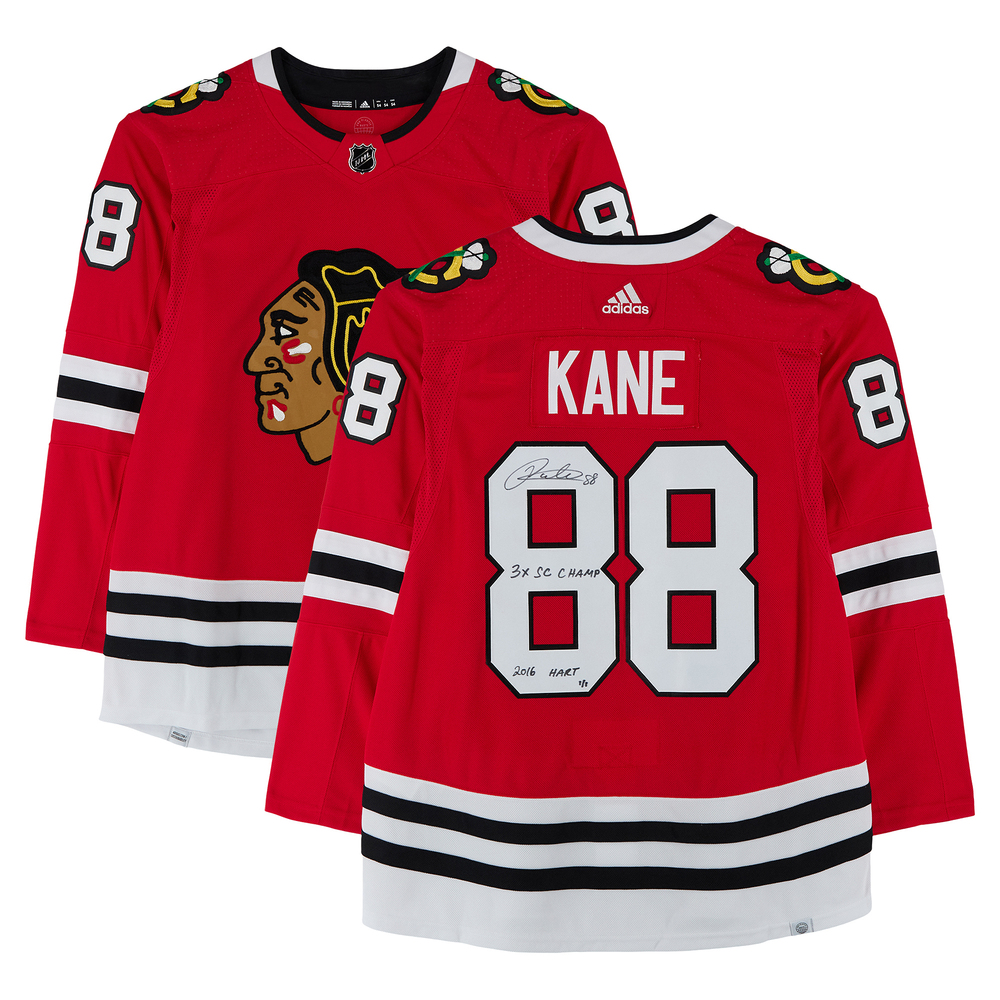Patrick Kane Chicago Blackhawks Autographed Red Adidas Jersey with Multiple Inscriptions - Limited Edition 1 of 1