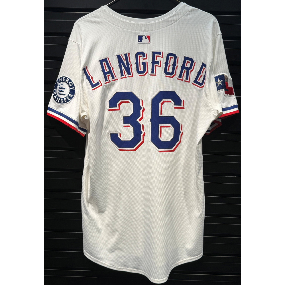 Wyatt Langford #36 Texas Rangers Game-Used 2025 Home Jersey (MLB
